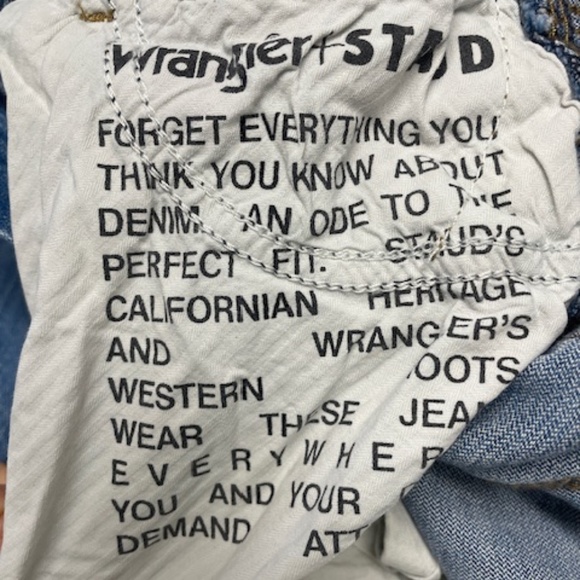 EUC WRANGLER + STAUD The Bikini‎ Jean Flare Slits Blue Jeans - Picture 9 of 14